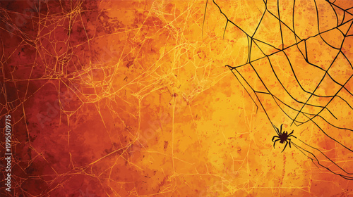 A small spider sits on a detailed spiderweb.