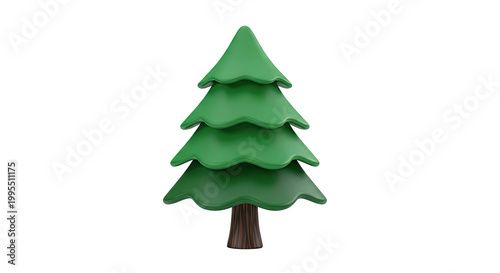 3D cartoon Christmas tree with layered branches