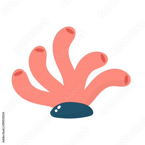 Cute Pink Coral Reef Illustration
