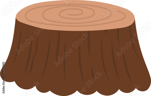 Tree Stump Illustration Wooden Log Cut Trunk Flat Style