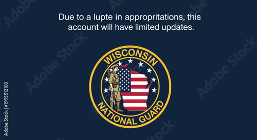 Wisconsin national guard emblem with a notice about limited updates