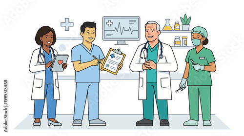 Medical team standing together in a hospital setting