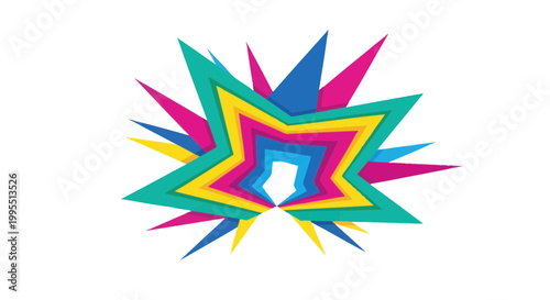 Colorful abstract starburst explosion on white background