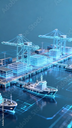 Digital illustration of a futuristic port