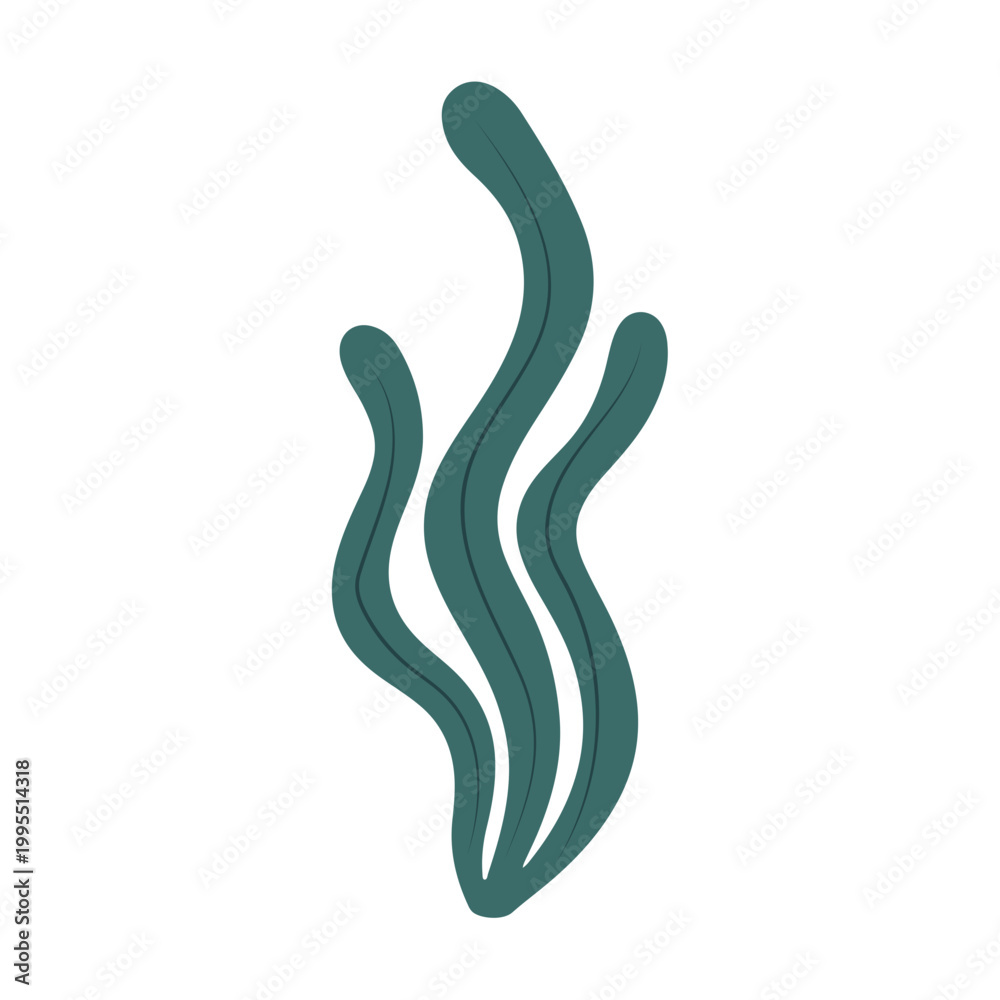 Obraz premium Minimalist Green Seaweed Illustration