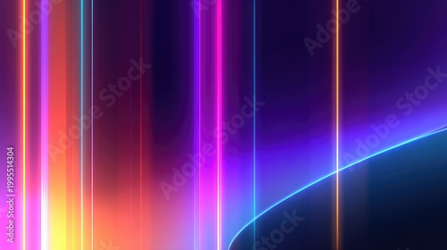 Colorful Vertical Light Stripes with Gradient Background in Vibrant Tones of Blue, Purple, Orange, and Pink for Abstract Digital Art and Design Projects