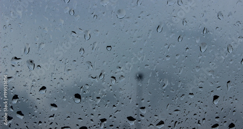 Realistic Liquid Drops On Clean Glass Surface
