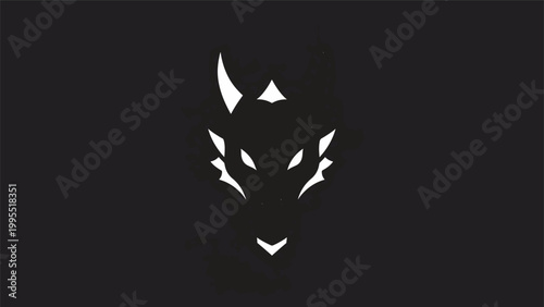 Minimalist Dragon Head Silhouette Against a Dark Background.