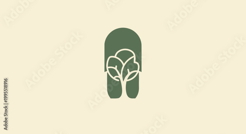 Minimalist Green Tree Logo Design on a Light Background.