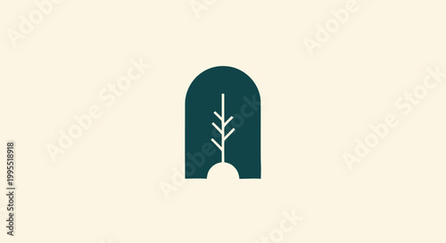 Minimalist Green Tree Logo Design on Cream Background.