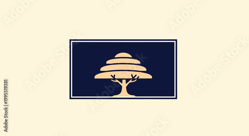 Lebanons National Symbol - A Stylized Cedar Tree on a Blue Background.