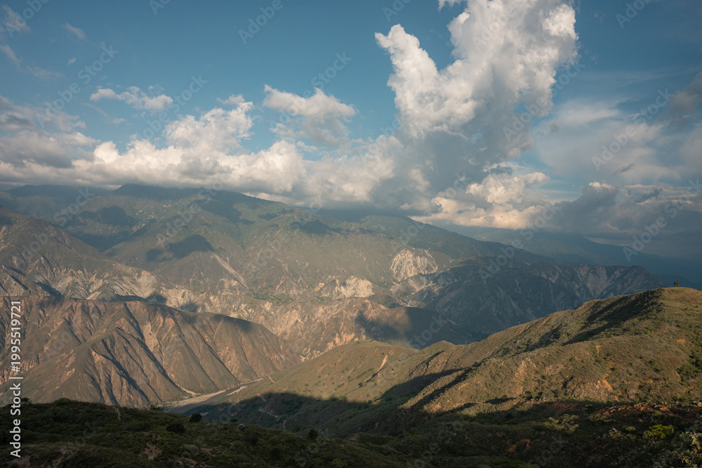 Fototapeta premium Chicamocha canyon panorama with vast rolling mountains
