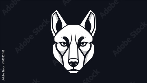 Geometric Wolf Head on Black Background - A Modern Design.