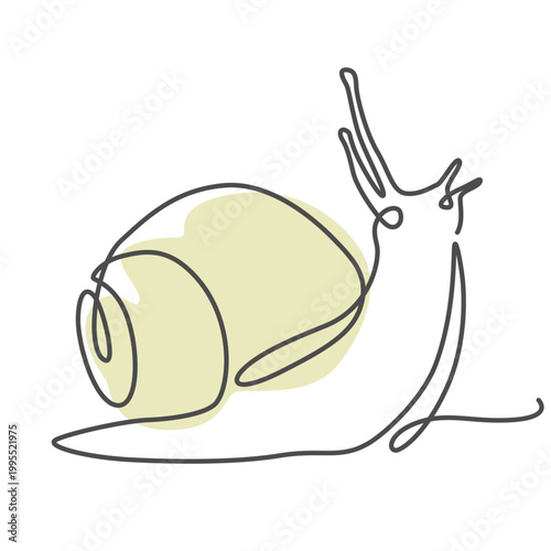 Snail Continuous Line Drawing, Minimalist One Line Art Illustration