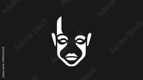 Minimalist Black and White Illustration of a Human Face.