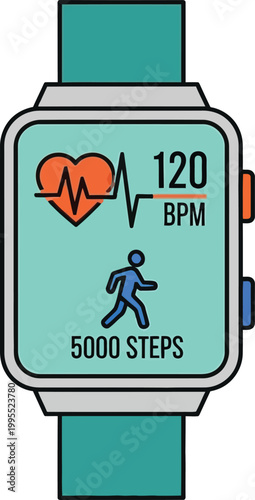 Smartwatch Fitness Tracker: Heart Rate, Steps, BPM, Running Icon