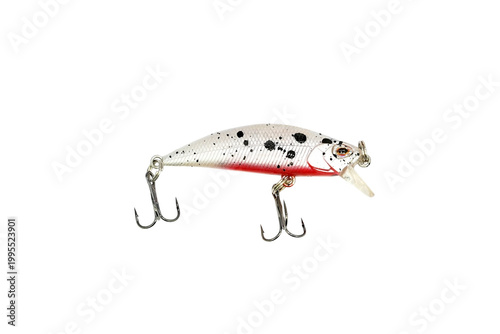 Obraz na płótnie Trout Fishing Lure Isolated on White Background – Artificial Bait for Angling, F