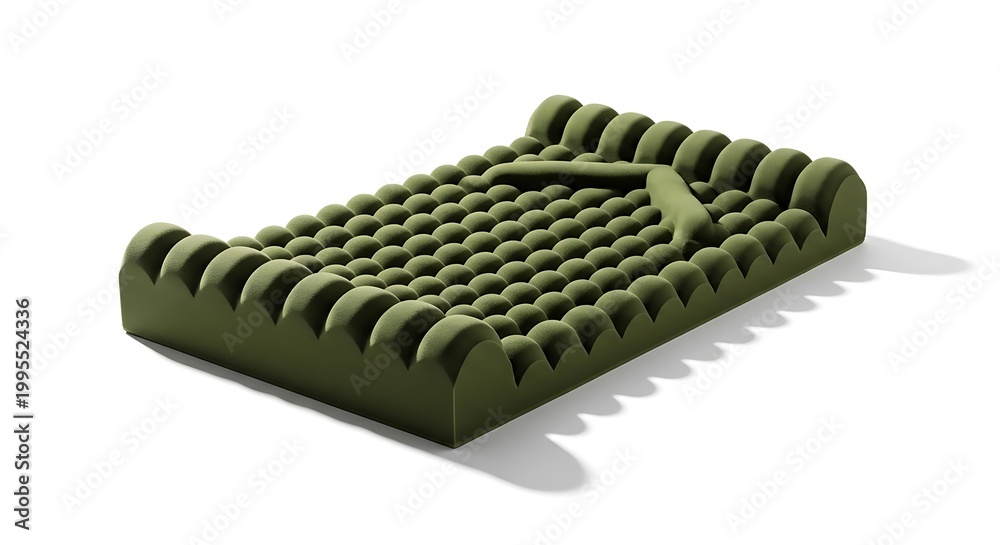 Naklejka premium Green Medical Cushion with Textured Surface for Pressure Relief.
