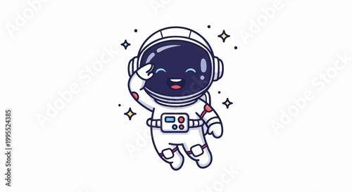 Happy Astronaut Floating in Space with a Friendly Gesture.