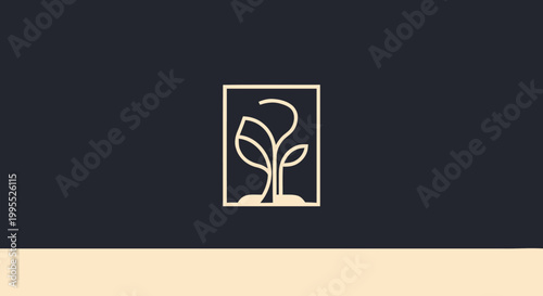 Minimalist Plant Logo Design Featuring Modern Line Art Style.