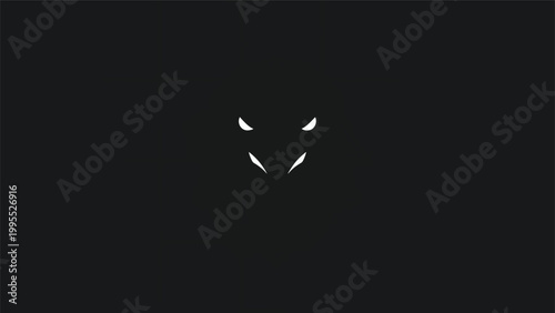 Minimalist Silhouette of a Mysterious Creature with Glowing Eyes.