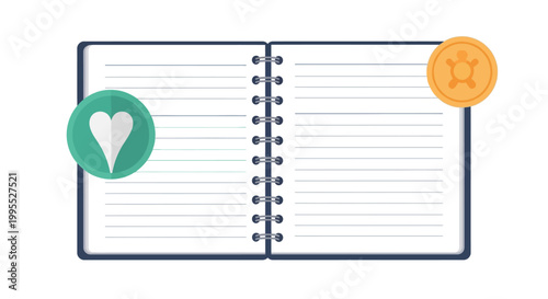 Notebook with blank pages inside.