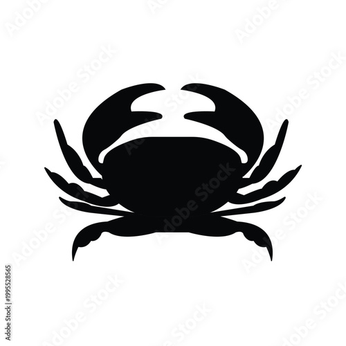 Crab Silhouette Vector Icon For Seafood Restaurant Menu Logo And Marine Life Graphic