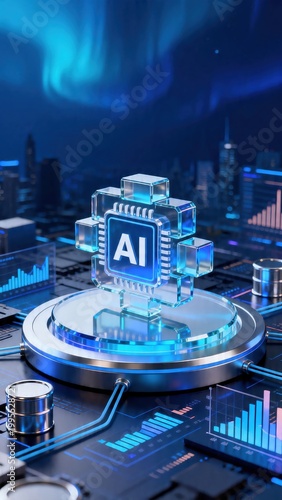 AI chip on futuristic circuit board