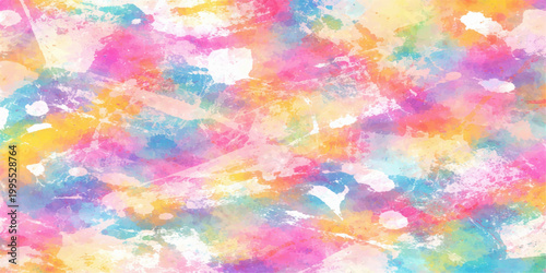 Abstract colorful background with circles featuring a seamless geometric pattern of bright rainbow watercolor textures and artistic vector elements for a vibrant grunge wallpaper design