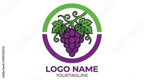 Professional Grape Fruit Logo Vector Illustration for Vineyard Winery Branding and Organic Food Packaging Design Element