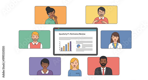 Diverse group of people on video call.