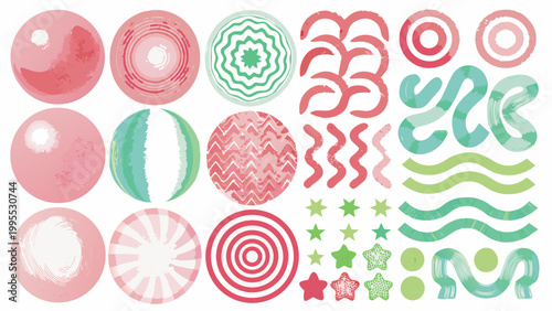 Colorful patterned easter eggs and decorative elements arranged in neat rows