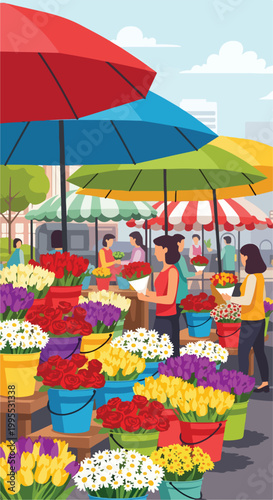A colorful flower stand