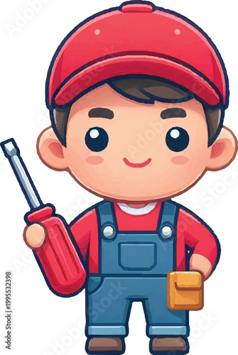 Kawaii AC Technician Character