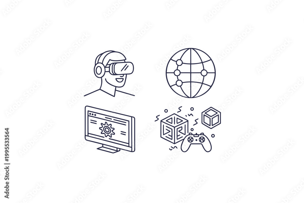 Fototapeta premium metaverse environment icons vr goggles
