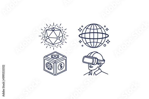 futuristic metaverse icons vr headset design