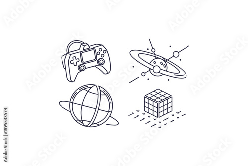 metaverse tech icons vr headset hologram