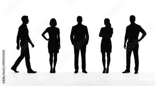 Silhouettes of business people standing and walking