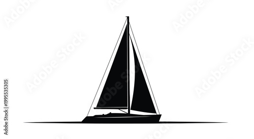 Silhouette of a sailboat gliding across calm waters a minimalist design