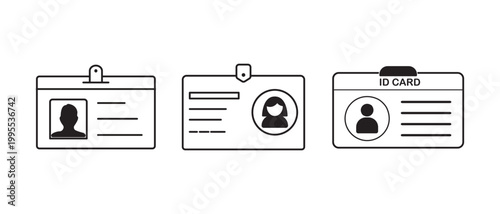 ID Card icon set. ID Card icon collection. Driver's license Identification card icon sign and symbol . ID Badge Symbol Identity sign. Vector illustration.