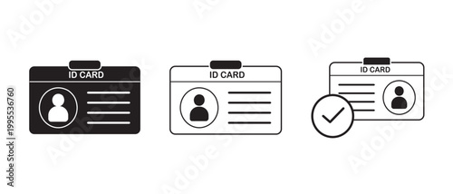 ID Card icon set. ID Card icon collection. Driver's license Identification card icon sign and symbol . ID Badge Symbol Identity sign. Vector illustration.