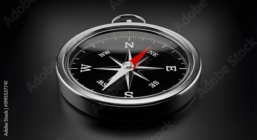 Compass Direction On black Background. 3d rendering
