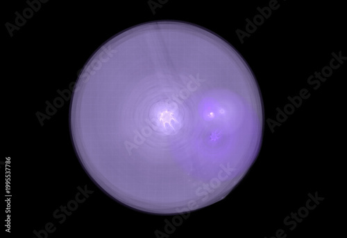 Vibrant digital fractal art featuring glowing blue, cyan, and golden light trails swirling around a central dark void. Energetic cosmic motion background.