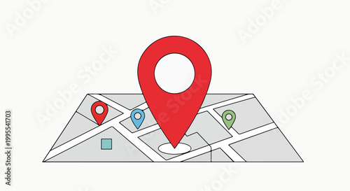 Photos A map with a large red location pin