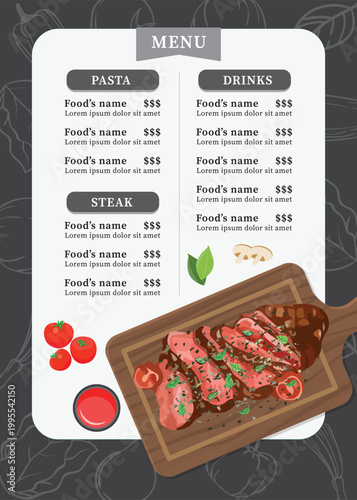 Grilled Steak Restaurant Menu Template