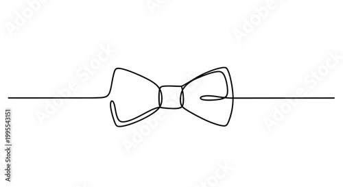 Bow tie minimal continuous line art vector illustration