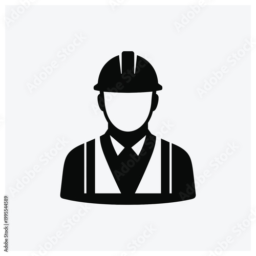 Worker silhouette with hard hat and overalls