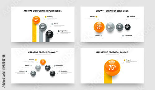 Project Development 3 4 5 1 Step Diagram Slide Layout Set. Creative Review Three Four Five One Element Chart Frame Template Vector Illustration Bundle.