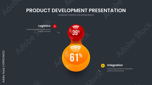 Service Forecast Slideshow Template Vector Illustration. Enterprise Planning 2 Element Infographic Slide Design. Professional Proposal Two Step Diagram Presentation Layout.