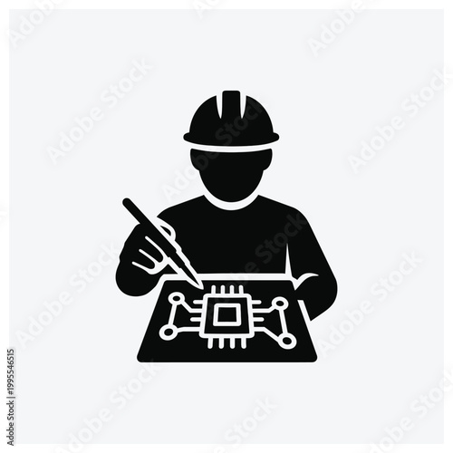 Electronics engineer repairing a circuit board or hardware